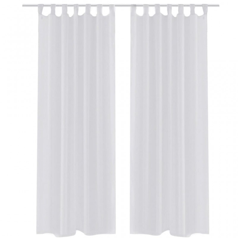 2 cortinas blancas micro-satinadas con trabillas, 140 x 175 cm