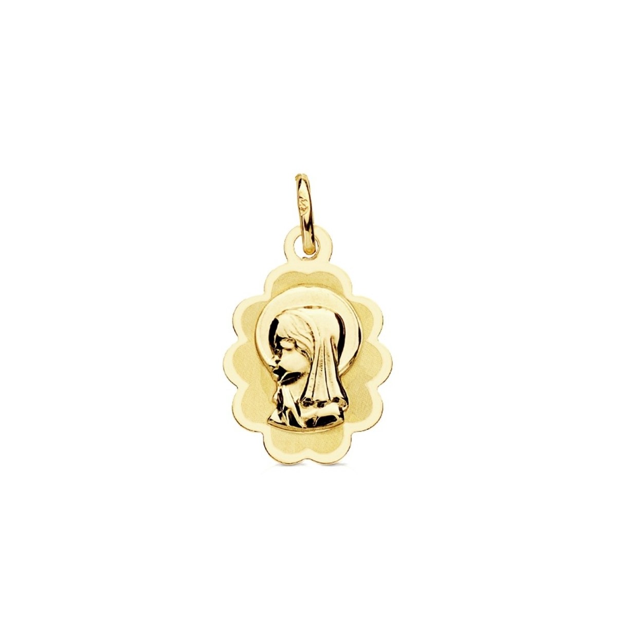 Medalla oro 9k nube Virgen Niña 17mm. ligera
