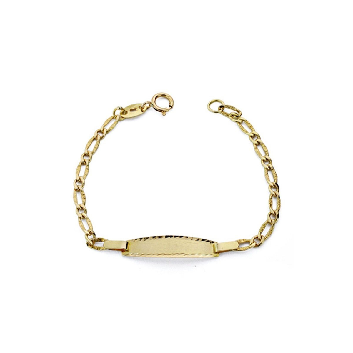 Esclava oro 18k bebé 12cm. eslabón alterno 1x1 tallada cierre reasa