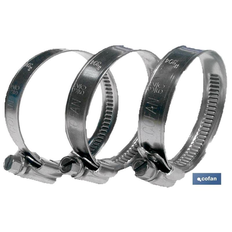 Abrazadera inox a-2 banda 12mm 70-90   caja 50 unid.