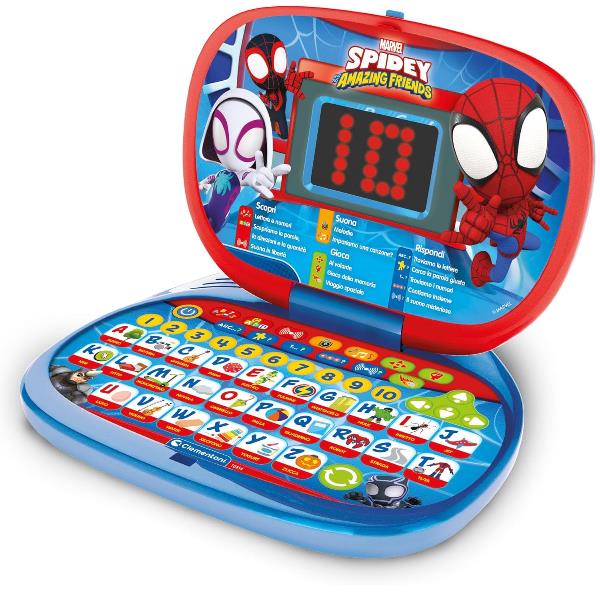 Clementoni - 16454 - Ordenador Kid Marvel Spidey and His Amazing Friends Laptop - Juego Educativo electrónico parlante, para niños de 3 años, tecnología, portátil