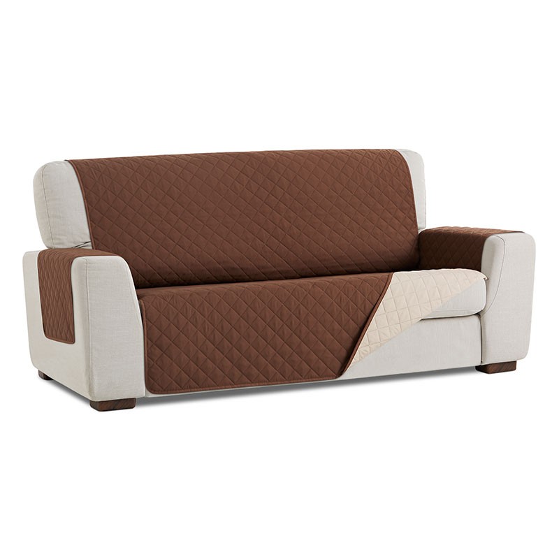 Salvasofá Couch Cover Reversíble Sofá 4 Plazas XL, Marrón / Beige. MAXIFUNDAS FUNDAS DE SOFA & CHAISE LONGUE