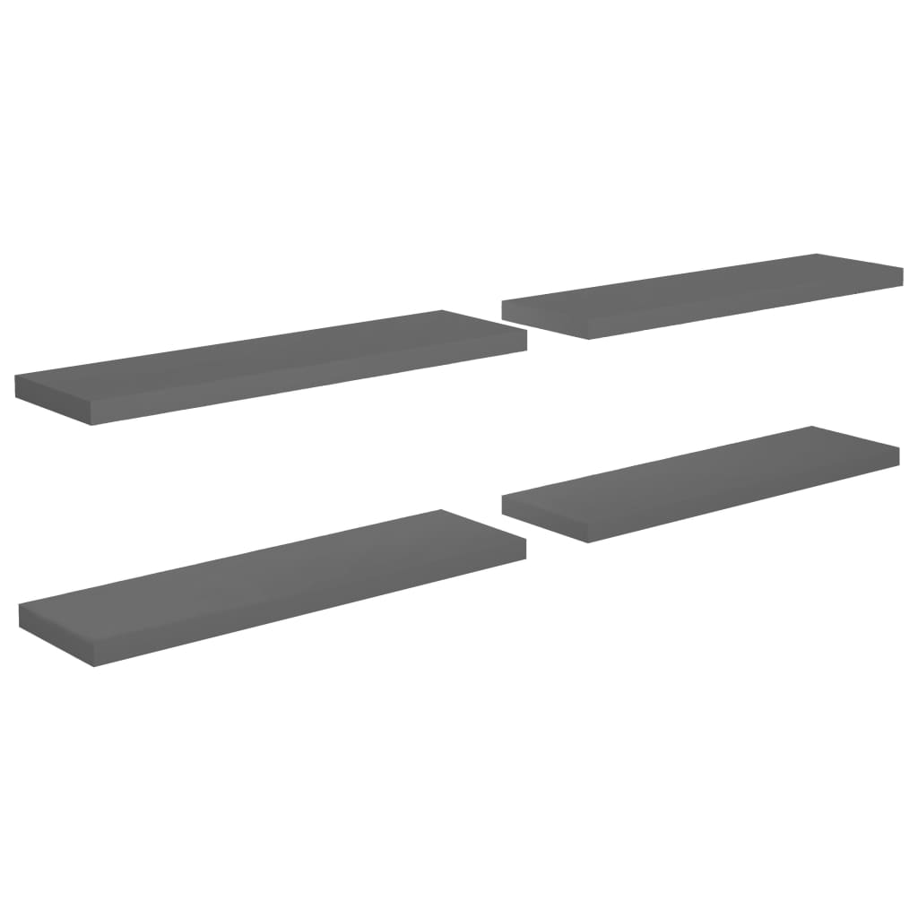 vidaXL Estantes flotantes pared 4 uds MDF 90x23,5x3,8 cm Blanco brillante, negro brillante, gris brillante Mueble Almacenaje Estantería para Oficina, Estudio, Dormitorio Estantería/Librería/ mueble de Almacenamiento