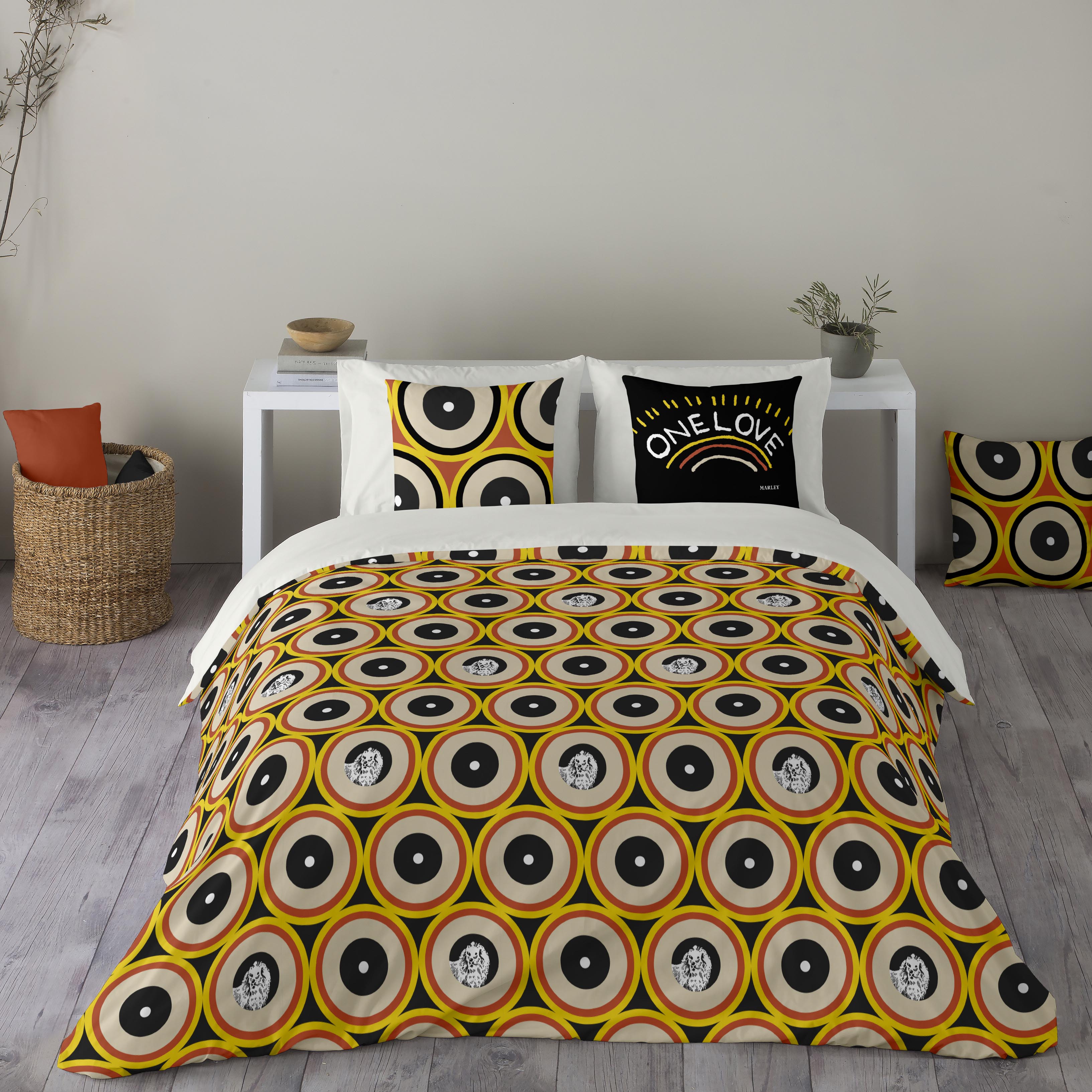 MARLEY - Funda Nórdica Estampada - Algodón Extra Suave - Fabricado en España - Incluye Funda Nórdica + 1 o 2 Fundas de Almohada - RETRO BOB MARLEY