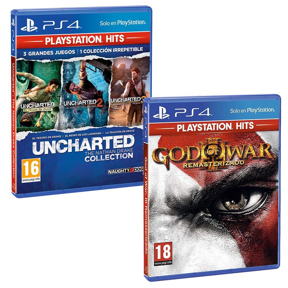PlayStation GOD OF WAR 3 HITS PS4 + UNCHARTED COLLECTION HITS - PS4 - Dos  Grandes éxitos Juntos en un Pack