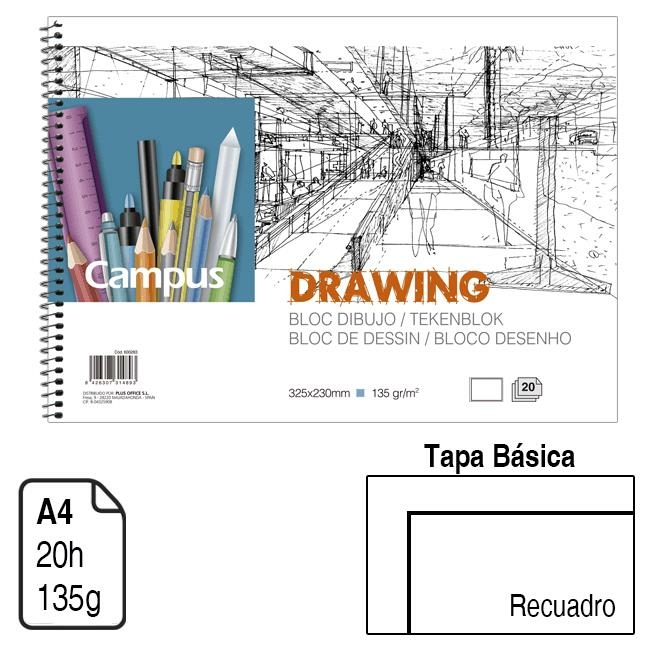 BLOC ESPIRAL DIBUJO 1u o 5u CAMPUS ORIGINAL DRAWING A4 TAPA BÁSICA 20 H. 135 G. LISO Y RECUADRO CALIDAD GARANTIZADA