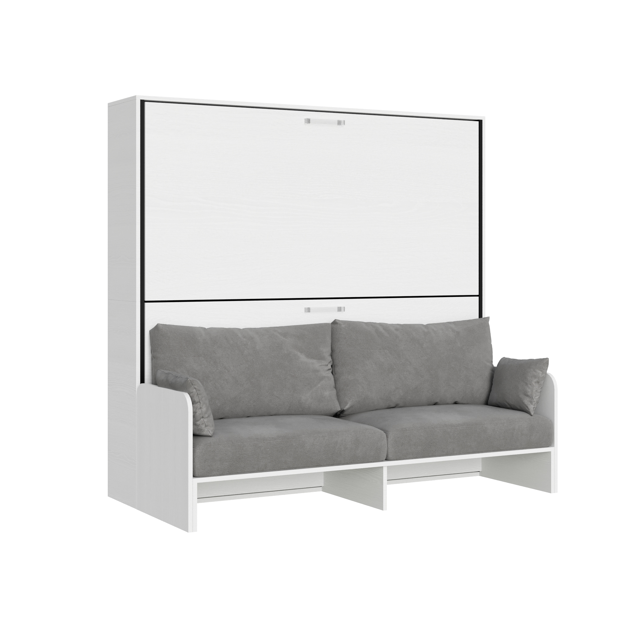 Cama doble abatible Kando con sofá, colchones en color ceniza blanca y gris. - Itamoby