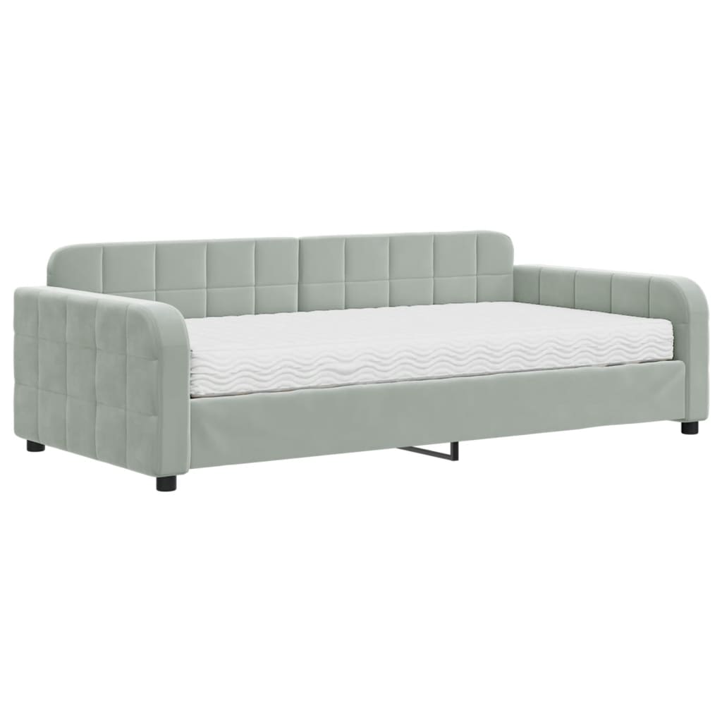 vidaXL Sofá cama con colchón terciopelo gris claro 100x200 cm
