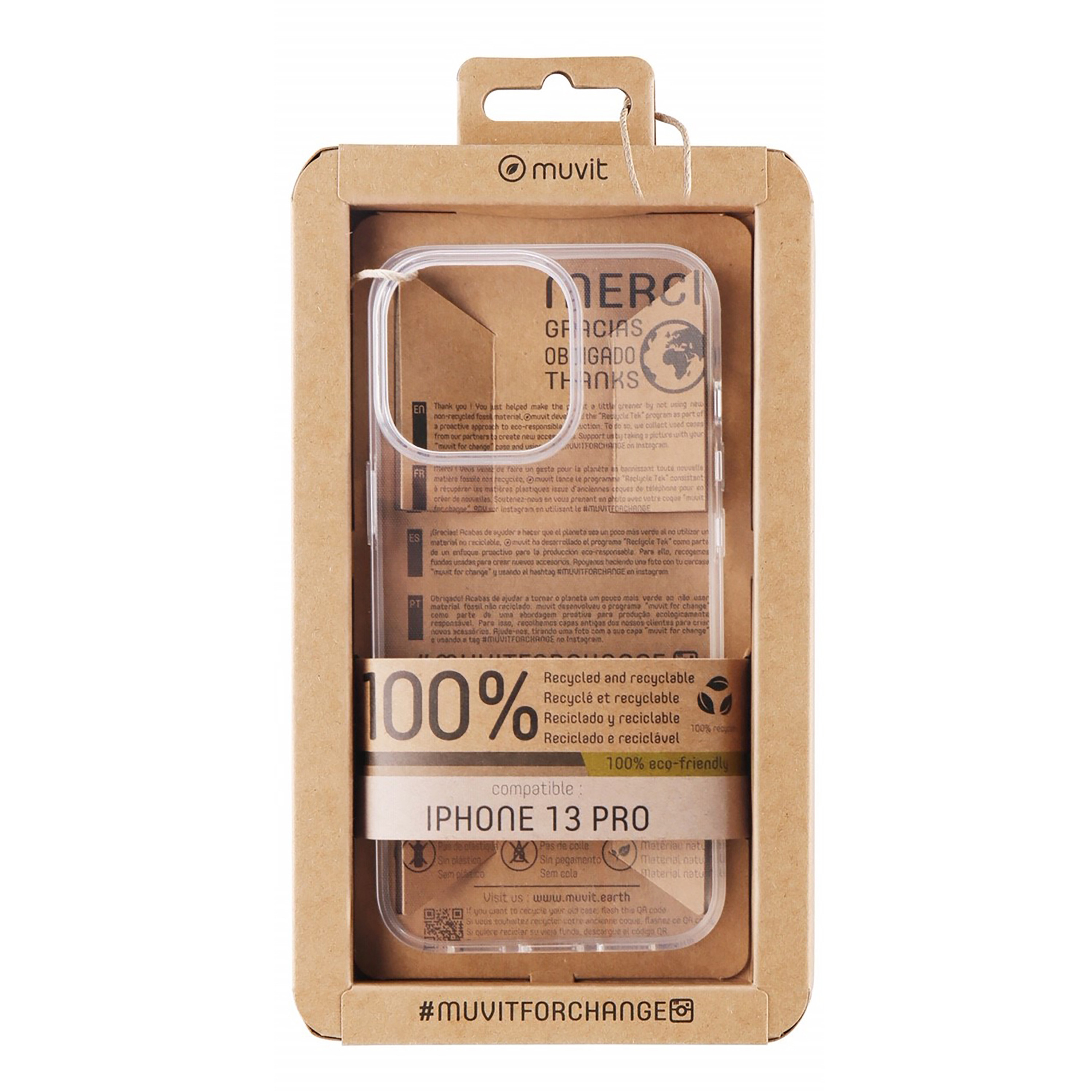 Muvit for change funda recycletek compatible con apple iphone 13 pro transparente