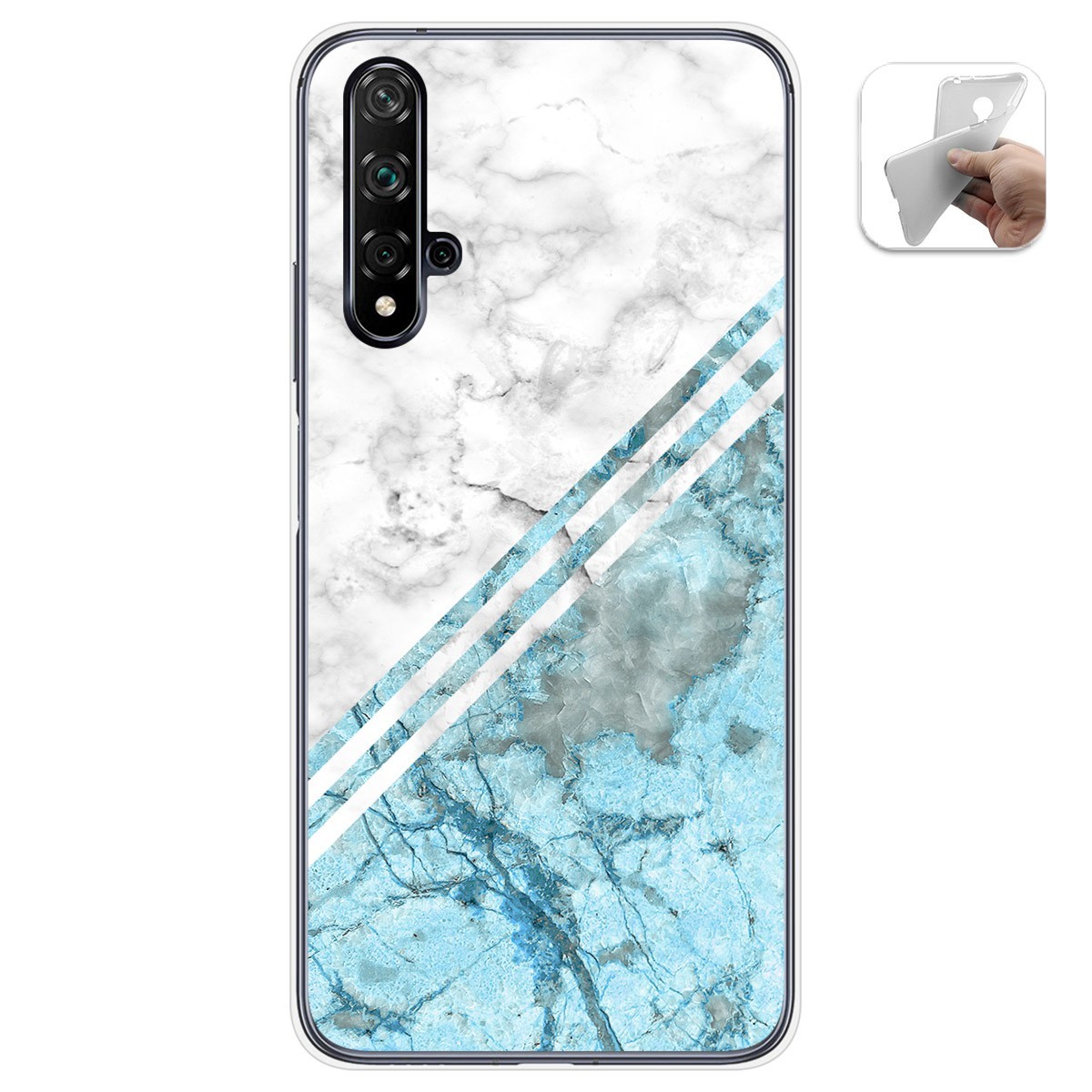 Tumundosmartphone Funda Gel Tpu para Huawei Nova 5T / Honor 20 diseño Mármol 02 Dibujos