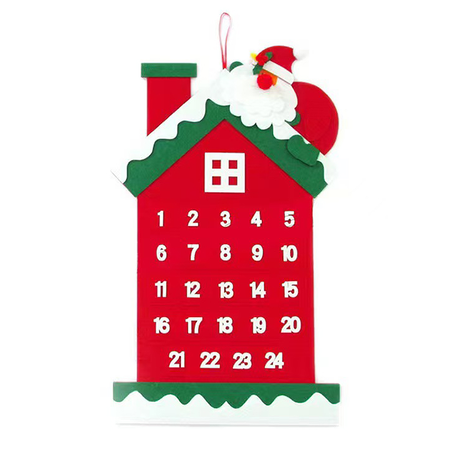 DAM. Calendario de adviento con diseño de casa con chimenea y Papa Noel para colgar. 59cm. 35x1x59cm