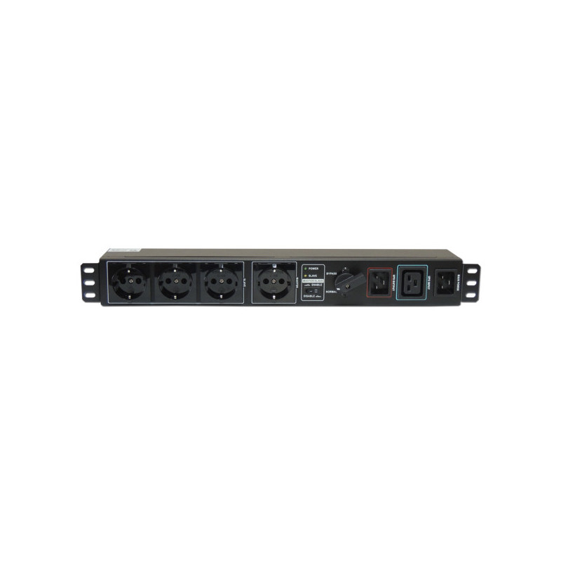 Switch de mantenimiento Bypass formato Rack 19" Regleta Schuko Lapara, rango voltaje entrada 208/220/230/240VAC