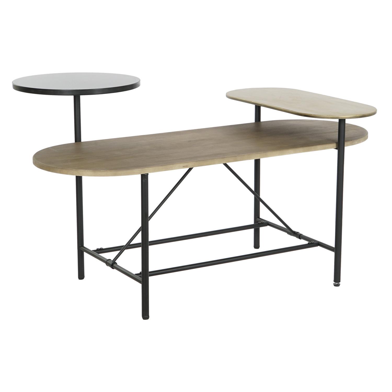 Mesa Centro Metal Mdf 116X76X64 Marron - Fijalo - El mejor complemento para tu hogar.