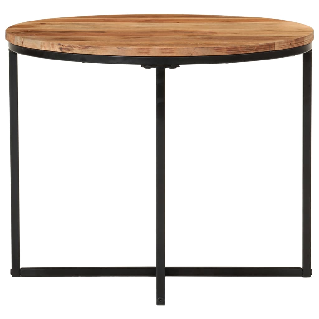 Vidaxl Mesa de Centro de Madera Maciza de Acacia y Hierro 35x35x30 Cm
