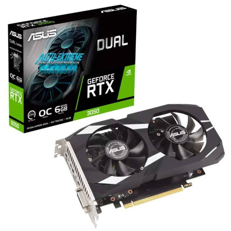 Asus dual geforce rtx 3050 oc edition tarjeta grafica 6gb gddr6 - hdmi, dvi, displayport