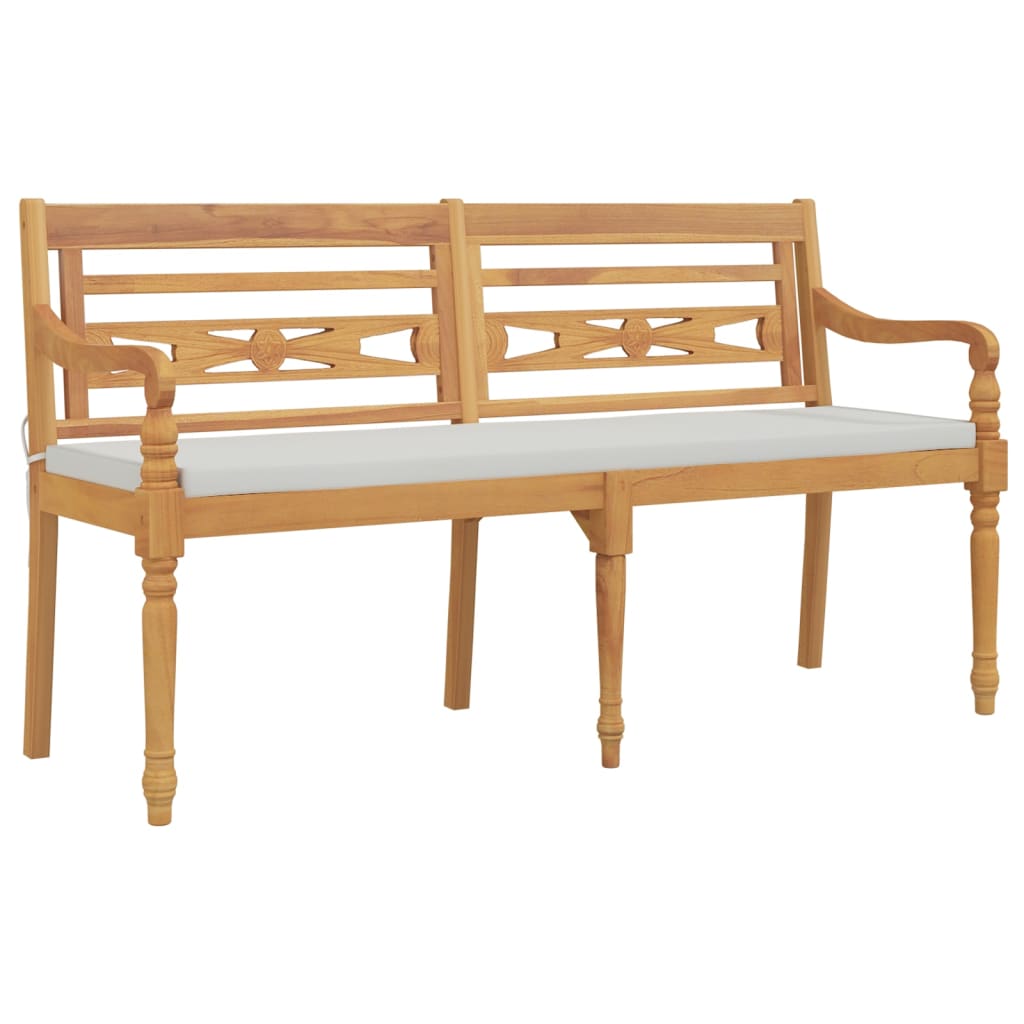 vidaXL Banco Batavia con cojín madera maciza de teca 150 cm