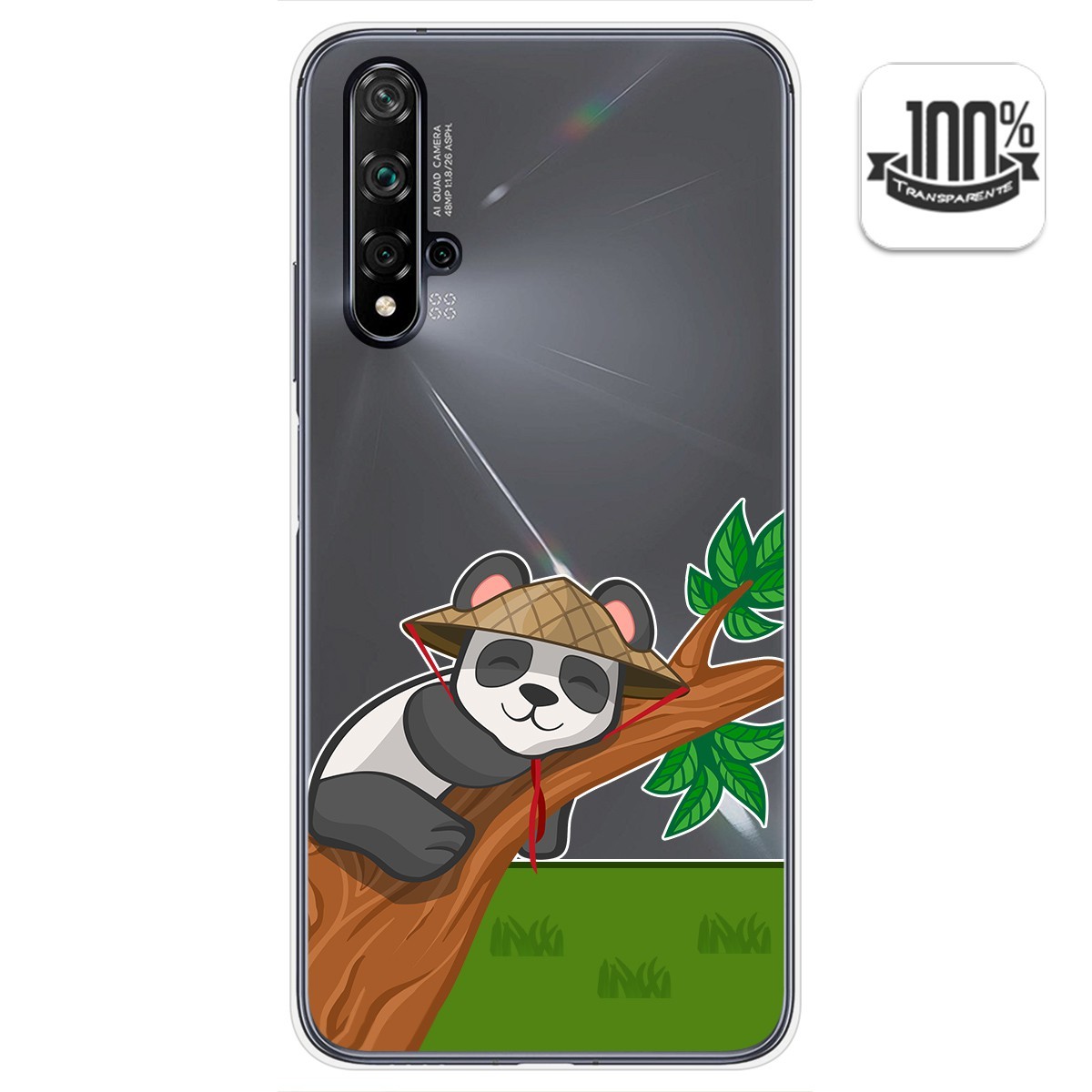 Tumundosmartphone Funda Gel Transparente para Huawei Nova 5T / Honor 20 diseño Panda Dibujos
