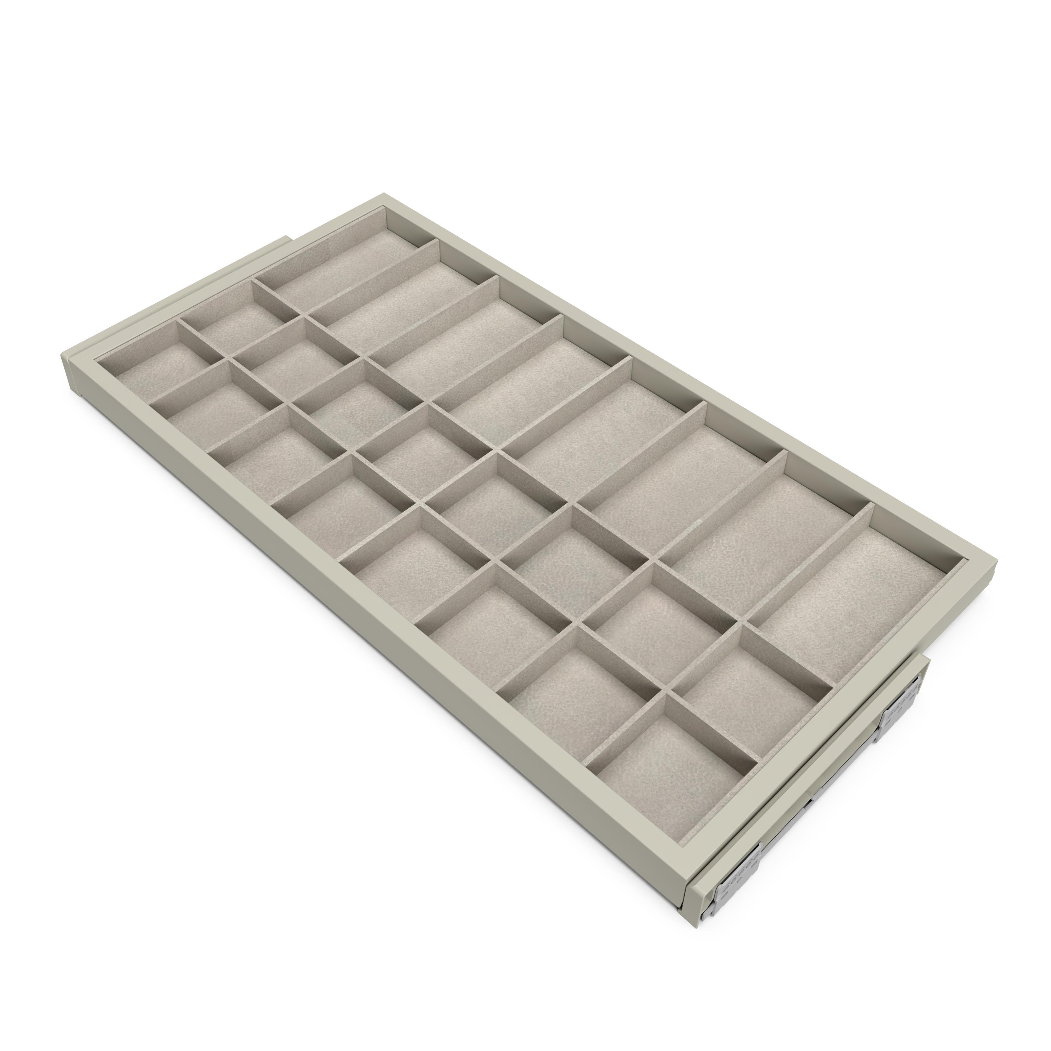 Kit de cajón organizador con bastidor de guías con cierre suave para armarios, regulable, módulo 900mm, gris piedra