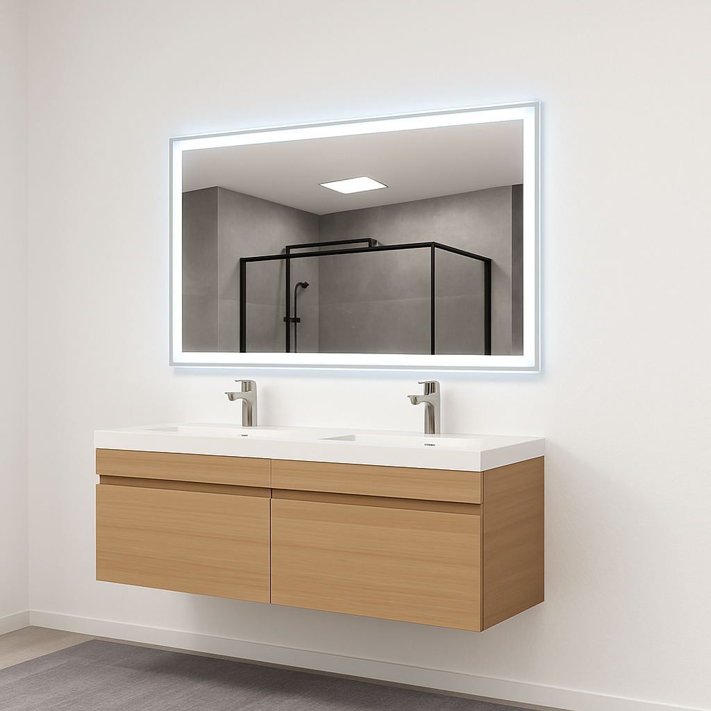 LEDIMEX HOLANDA HOLAN009/70 Espejo rectangular que posee doble sensor de movimiento y con un acabado color cromo 70x80