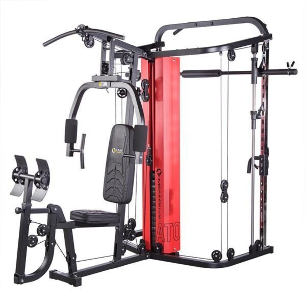 MULTIGIMNASIO AND SMITH MACHINE 2 EN 1 ATOM HMS PREMIUM CON 63 KG DE PESO