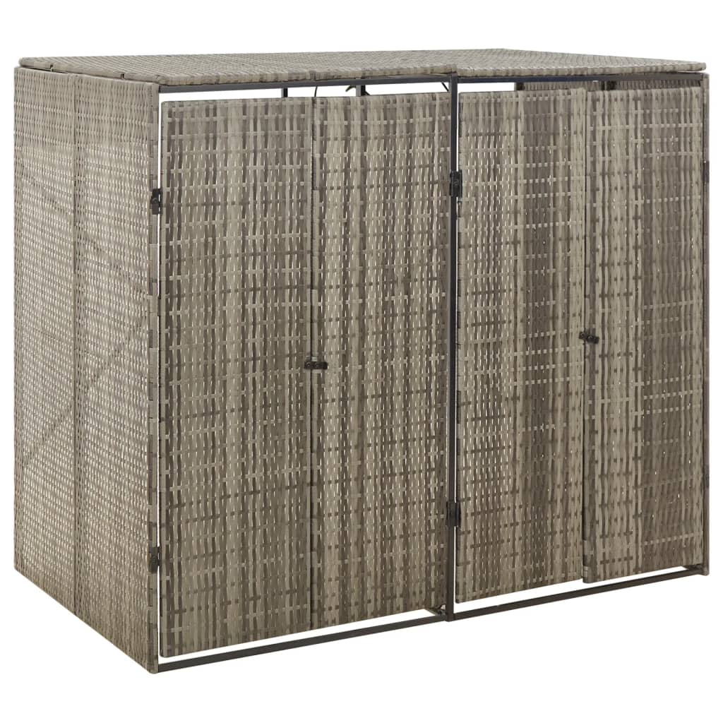 vidaXL Cobertizo para 2 contenedores basura ratán PE 140x80x117cm Color Gris,  Negro, y mas