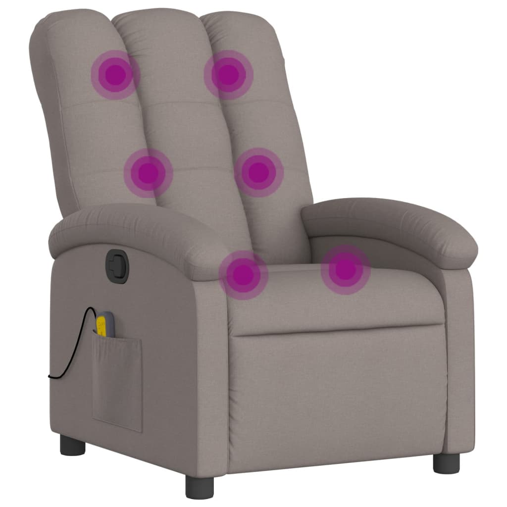 Vidaxl Sillón de Masaje Reclinable de Tela Gris Claro y Gris Oscuro