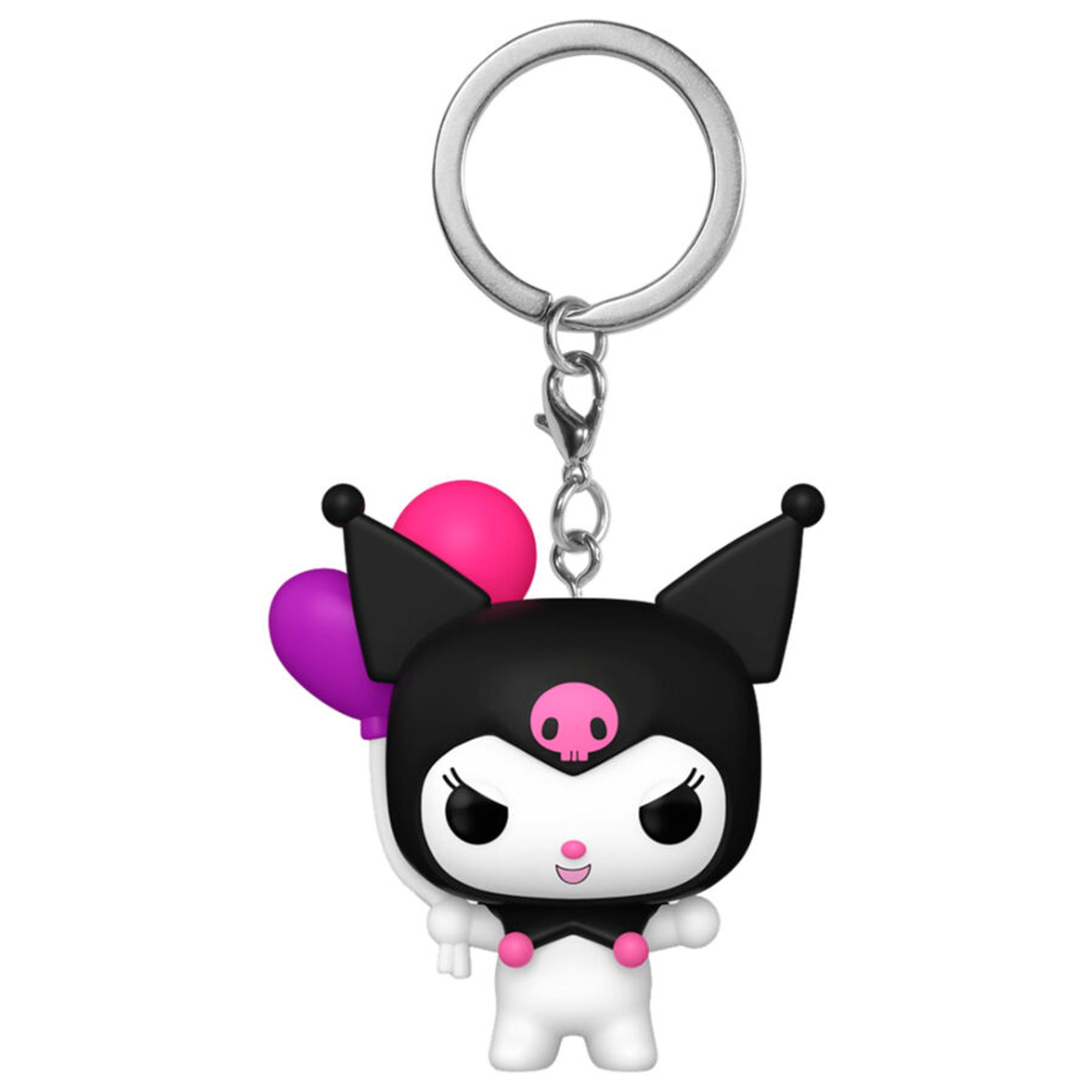 Llavero Figura de Kuromi para Fans de Hello Kitty, Minifigura de Vinilo Coleccionable, Diseño Colorido con Globos, Ideal para Regalo o Colección