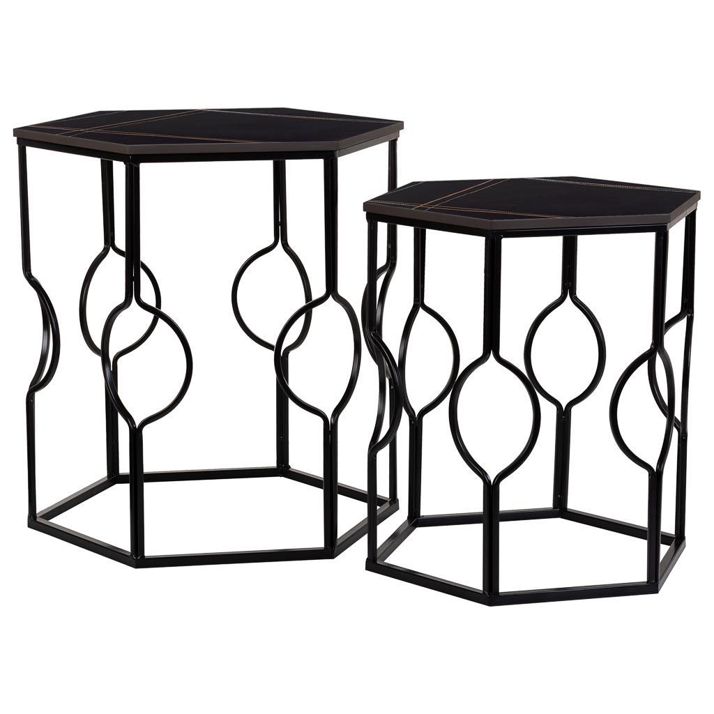 Mesas Set 2Pzas De Metal Negro 39x39x57cm, El mejor complemento para tu hogar