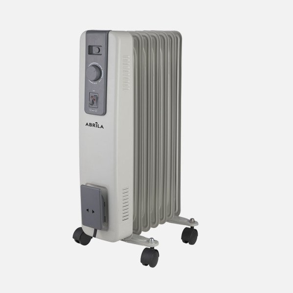ABRILA - Acebuche - Radiador de Aceite 1500W Gris | 3 Potencias | 7 Elementos | Antivuelco | Termostato Ajustable | Protección de Seguridad | Gris