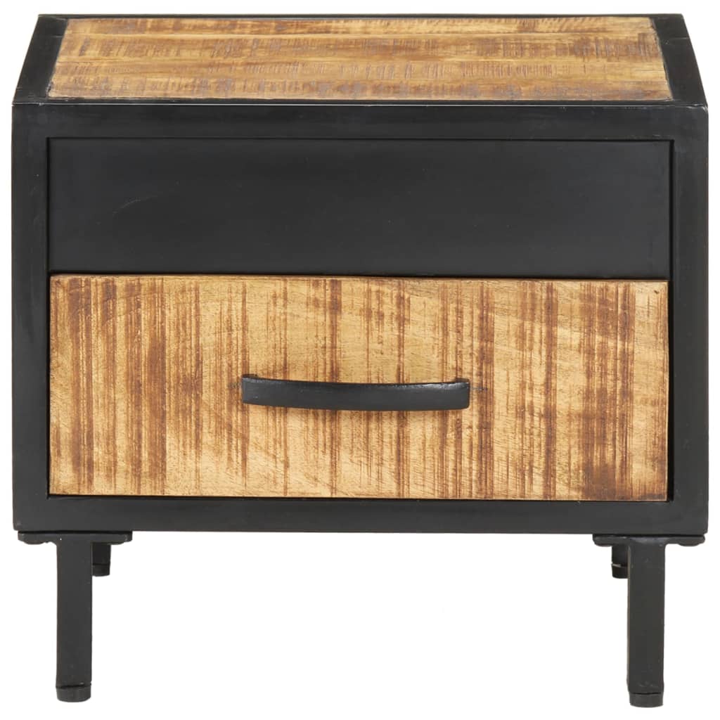 Mesita de Noche Vidaxl de Madera de Mango Rugosa 40x40x35 Cm