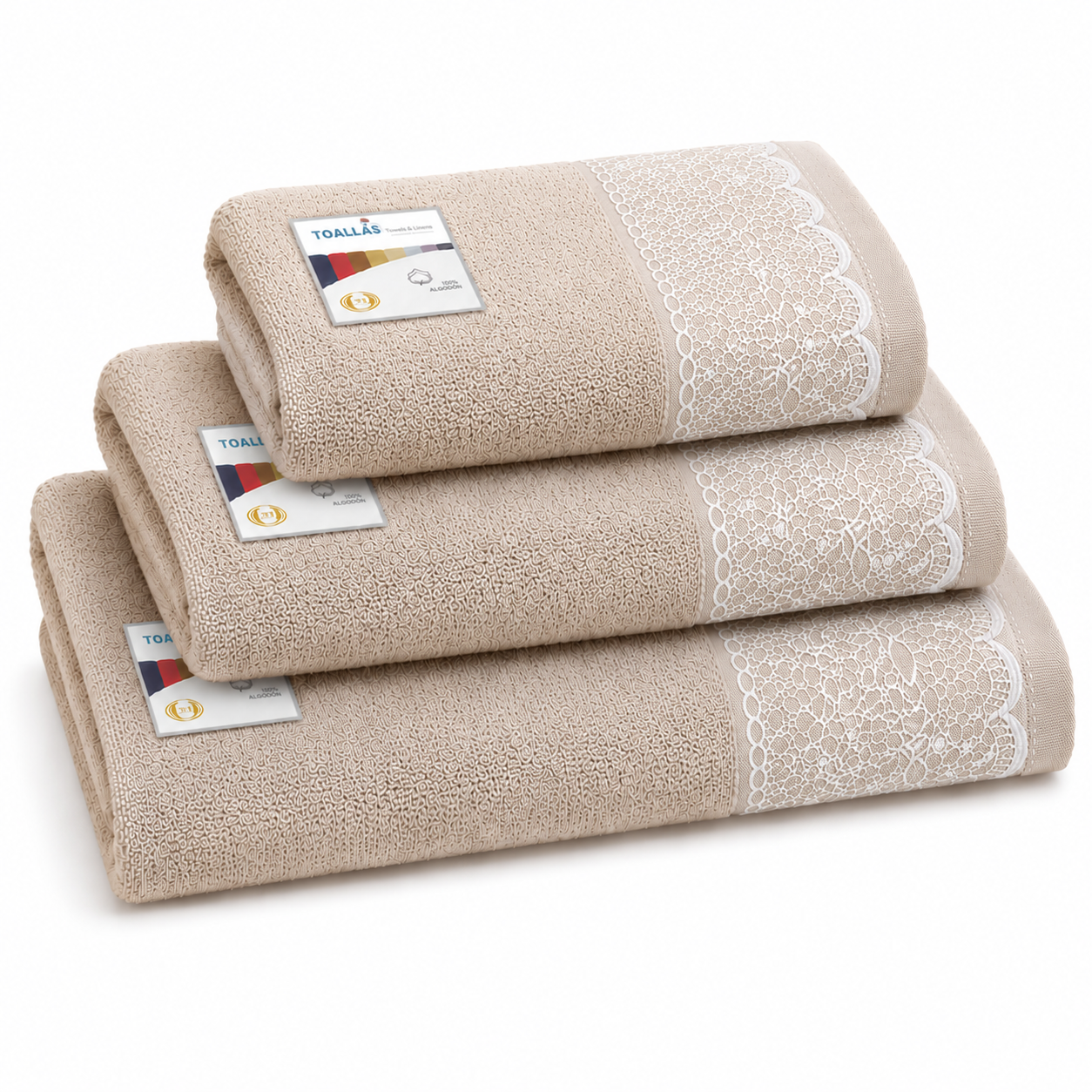 Juego de 3 Toallas de Baño 100% Algodón, Alta Absorción y Secado Rápido, Toallas Suaves para Baño, Lavabo y Manos (100x150, 50x100 y 30x50 cm), 10 Colores Disponibles