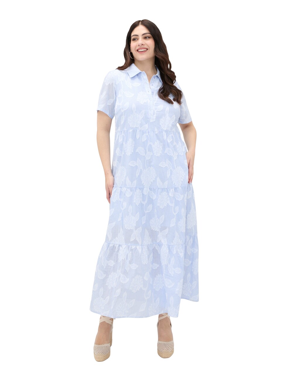 Fiorella Rubino - Vestido largo camisero en algodón jacquard