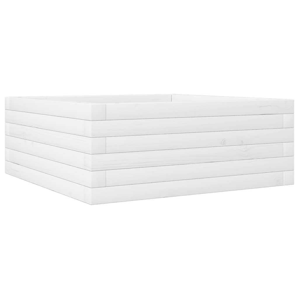 vidaXL Jardinera de madera maciza de pino 60x60x23 cm Color Pino natural,  Blanco,  Marrón cera y mas