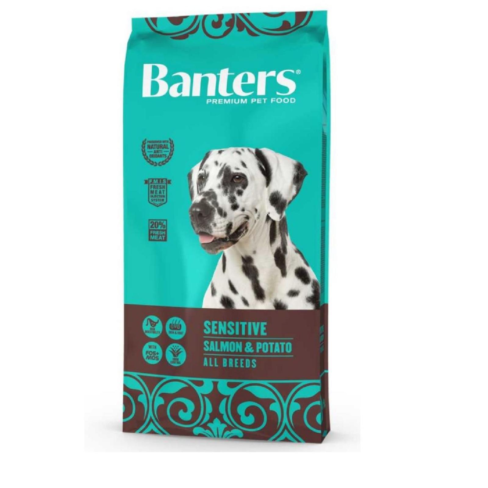 BANTERS DOG SENSITIVE SALMON&POTATO 15 KG. Alimento completo para perros adultos con estomago sensible