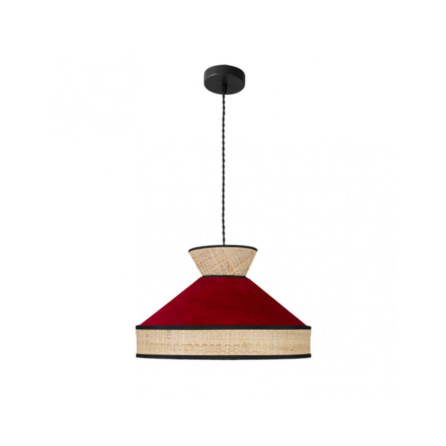 Fabrilamp - Colgante Fabrizio 1xe27 Natural/rojo Regx40x40 Cm