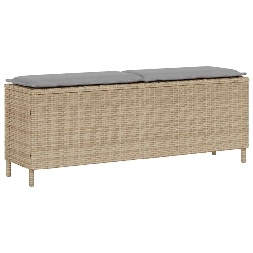 vidaXL Banco de jardín con cojín marrón 110x30x40,5 cm ratán sintético en color Marrón y blanco crema/beige y gris claro/Gris claro y gris oscuro y más | acolchados duraderos para sofás de jardín terraza exterior