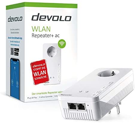 Devolo - Devolo Repetidor WiFi AC (1200 Mbit, 2 LAN, WPS, MU-MIMO, Amplificador WLAN)