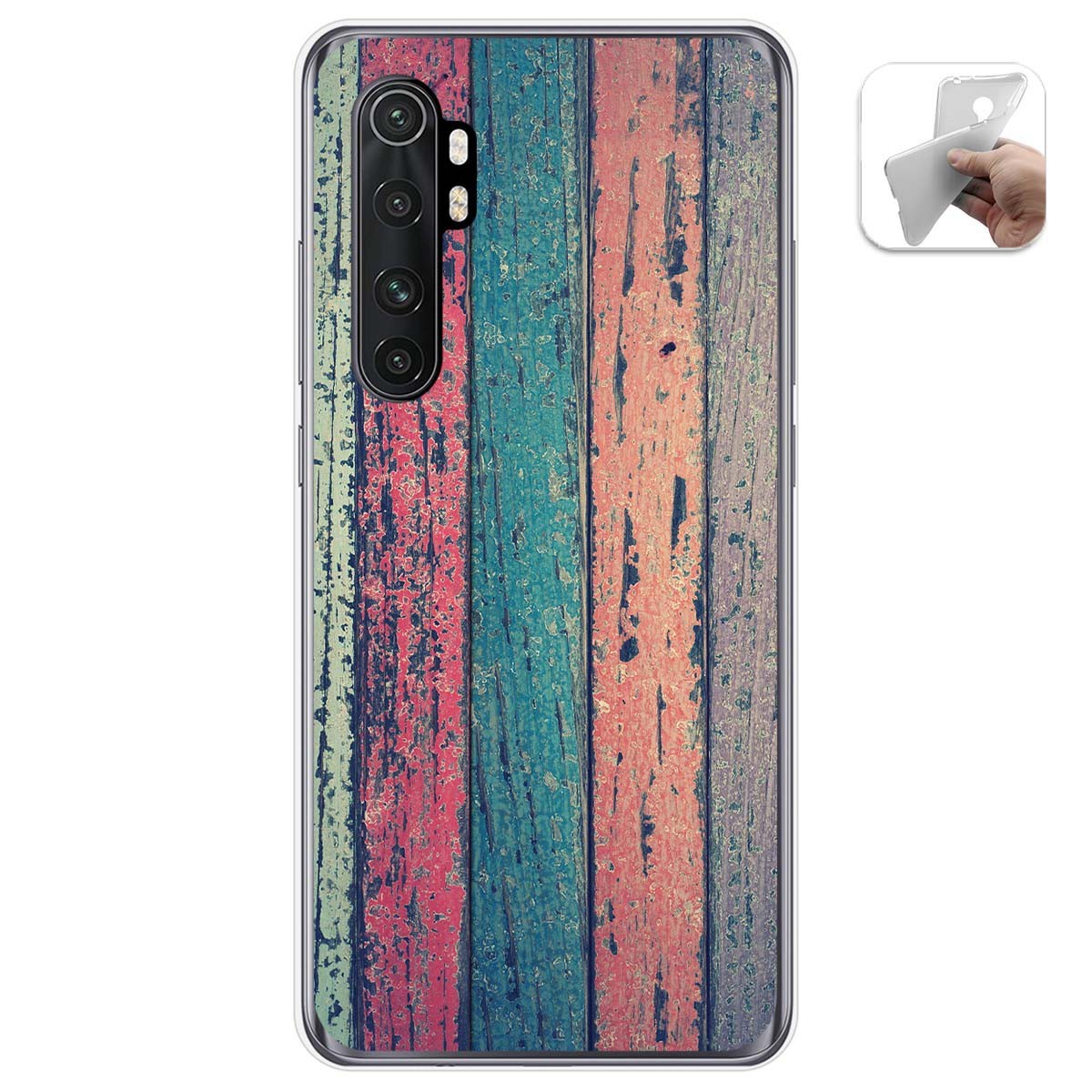 Tumundosmartphone Funda Gel TPU Xiaomi Mi Note 10 Lite Personalizada Madera 10 Dibujos
