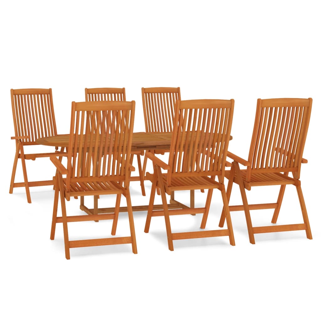 vidaXL Juego de comedor para jardín 7 pzas madera maciza de eucalipto