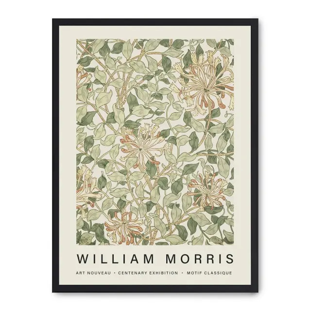 Cuadro art nouveau i 30x40cm, Póster impreso en papel de primera calidad de 180gr, montado sobre marco de madera MDF acabado en negro., Arte - Pintores famosos - William Morris