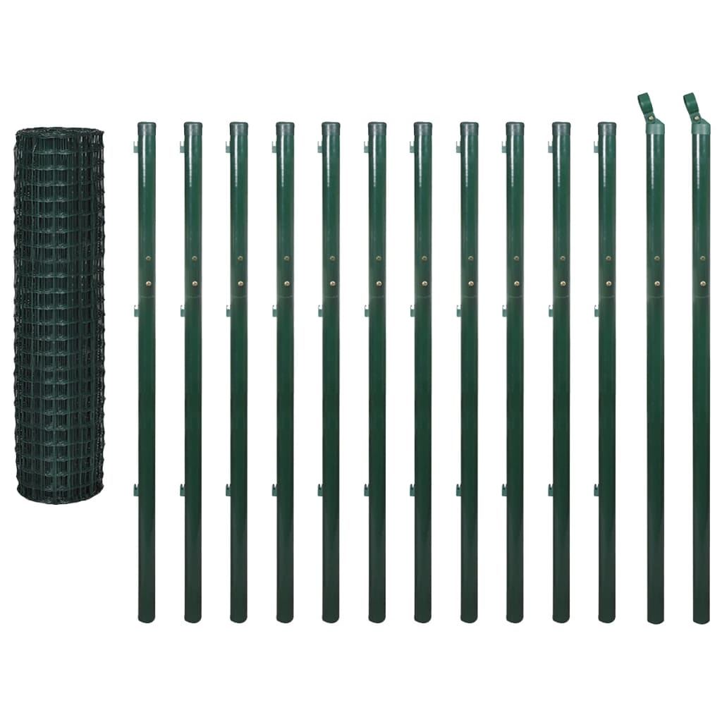 Vidaxl Set de Euro Valla Acero Verde 25x1,7 M