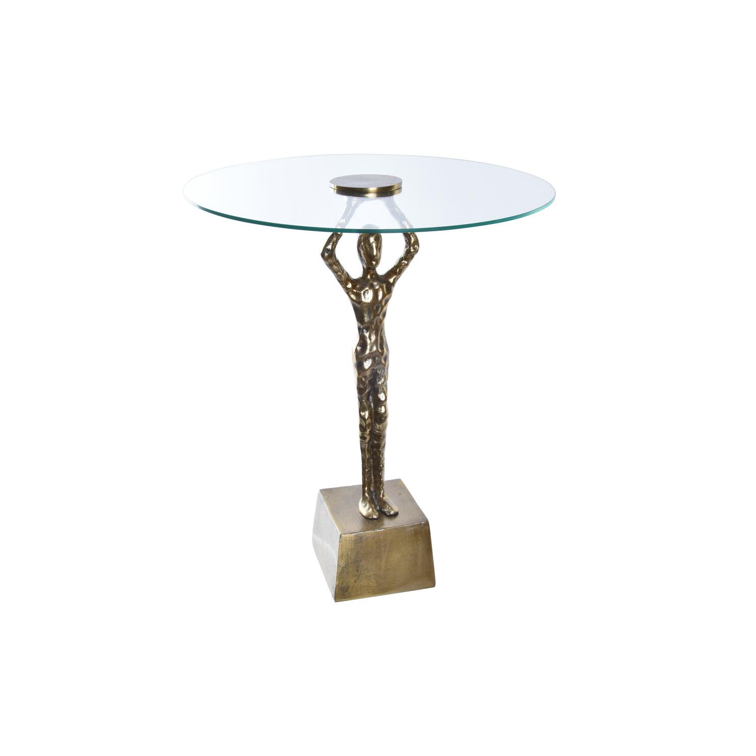 Mesita Auxiliar Aluminio Cristal 46X46X57 Hombre - Fijalo - El mejor complemento para tu hogar.