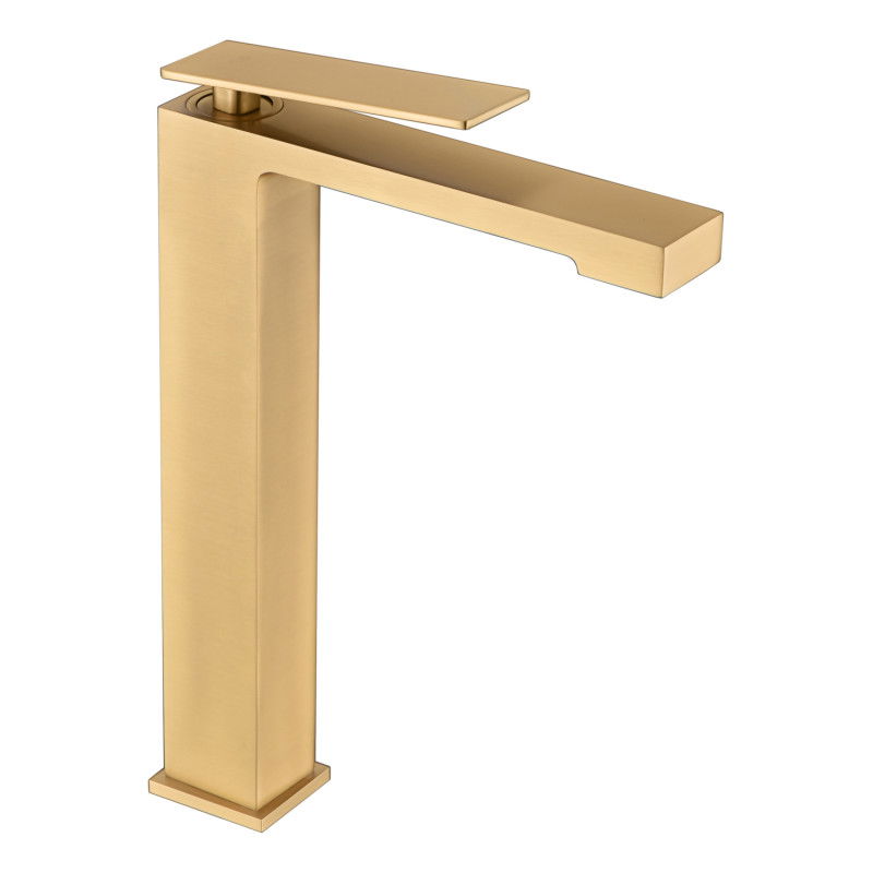 Imex Pisa BDP048-3OC grifo monomando alto para lavabo de latón acabado en oro cepillado