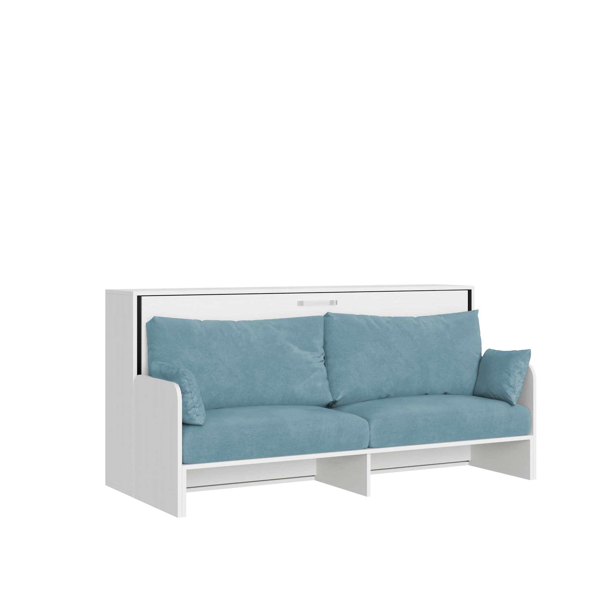 Cama plegable individual Kando con sofá de fresno blanco, azul claro - Itamoby