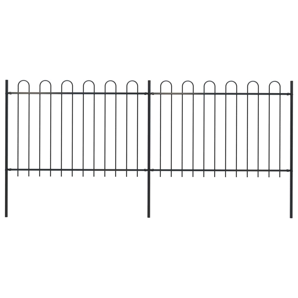 Vidaxl Valla de Jardín con Puntas de Aro Acero Negro 1.2m Altura
