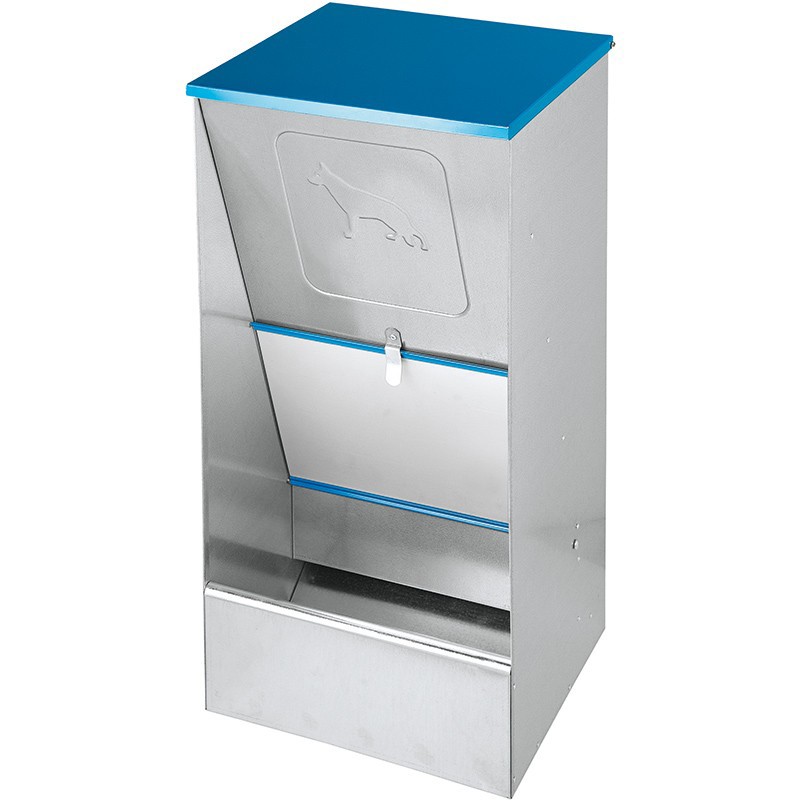 SUINGA Comedero Tolva para Perros 10L Galvanizado | Dispensador Autoservicio 24x20x46 cm | Alimentador Metálico Resistente Exterior