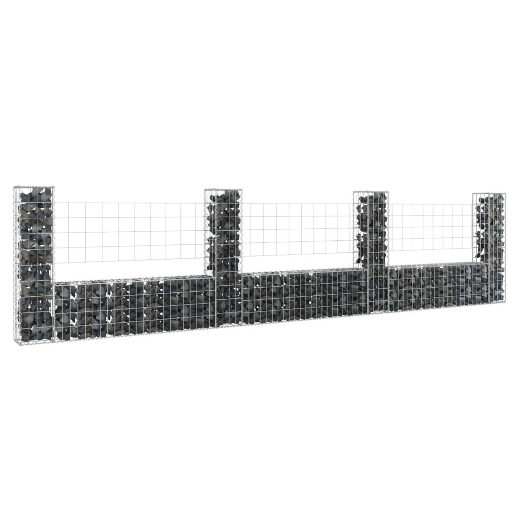 Cesta de Gaviones Vidaxl Forma de U 4 Postes de Hierro Dimensiones 140 X 20 X 100 Cm - Para Jardín