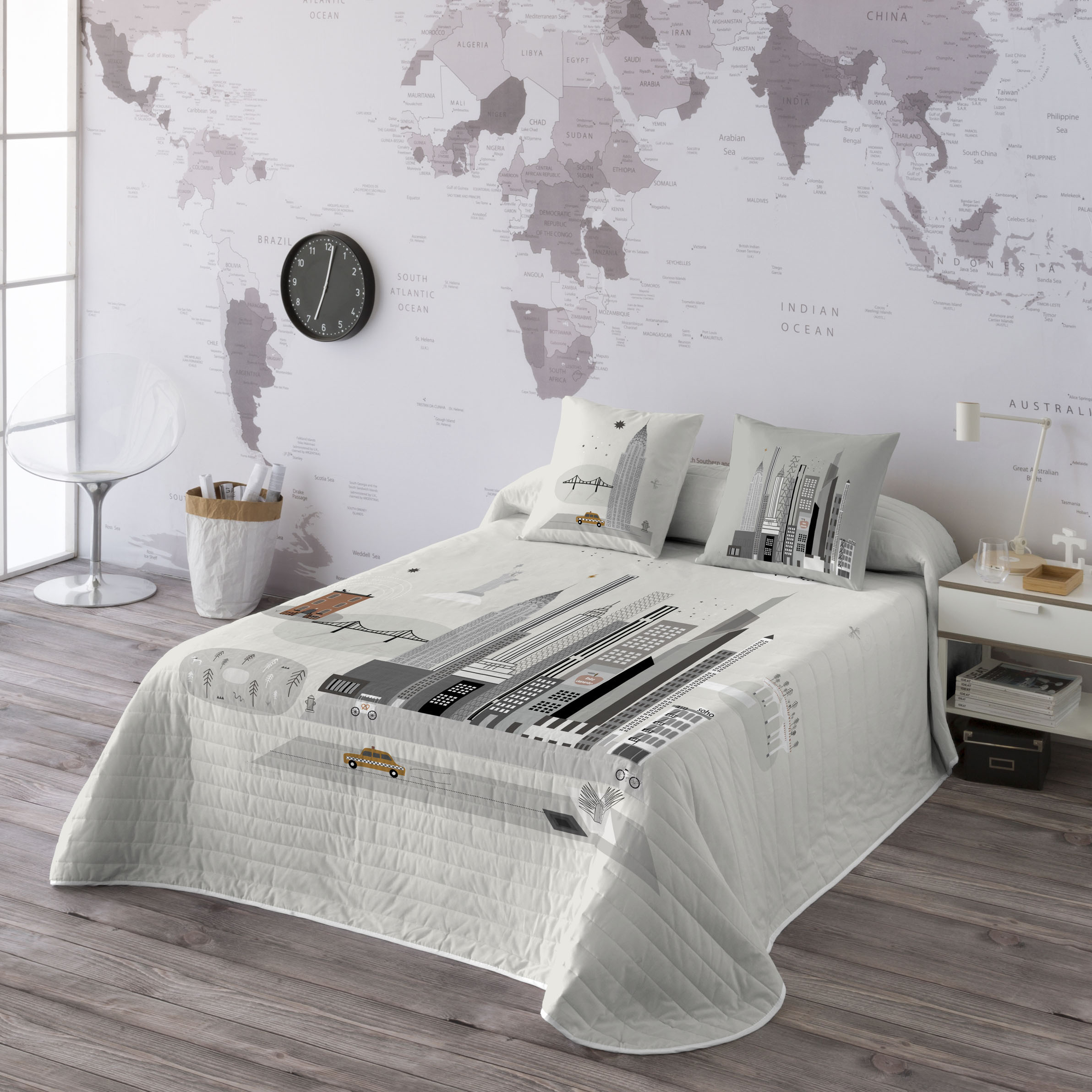HACIENDO EL INDIO - Colcha Bouti Estampada 100% Algodón - Relleno 70 gramos -  Cubrecama Ligero Acolchado - Ideal para Primavera y Verano - Disponible para Cama 90-105/135-150 cm - Fabricada en España