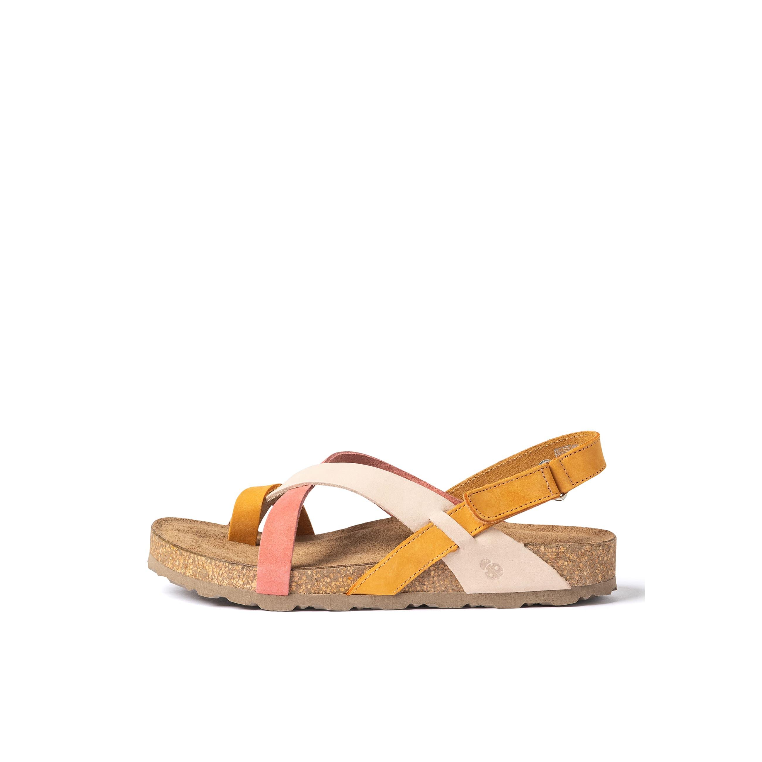YOKONO sandalia plana JERBA-718 NARANJA | Zapatos mujer Primavera-Verano | Piel vacuna  Nobuck | 2 CM