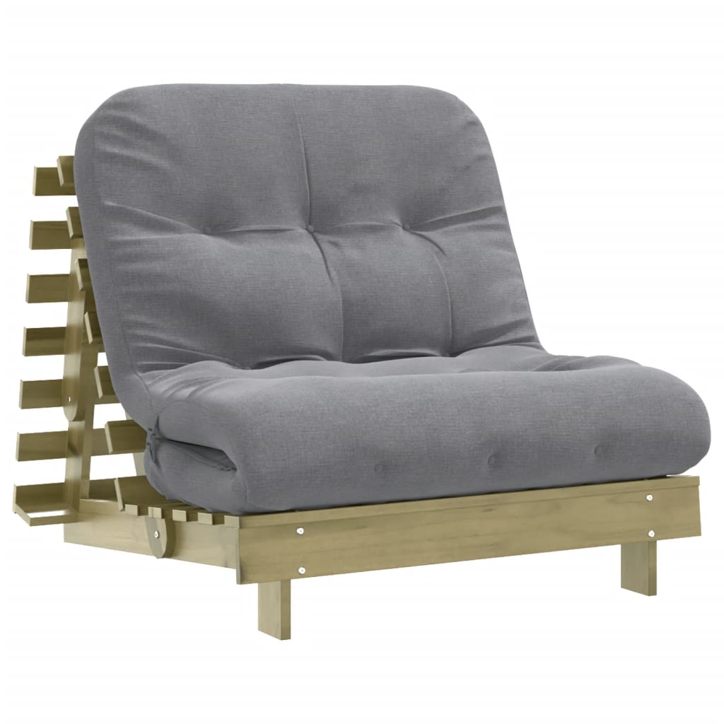 vidaXL Futón sofá cama con colchón madera maciza de pino 80x206x11 cm en color Pino natural/Impregnado natural/Douglas natural